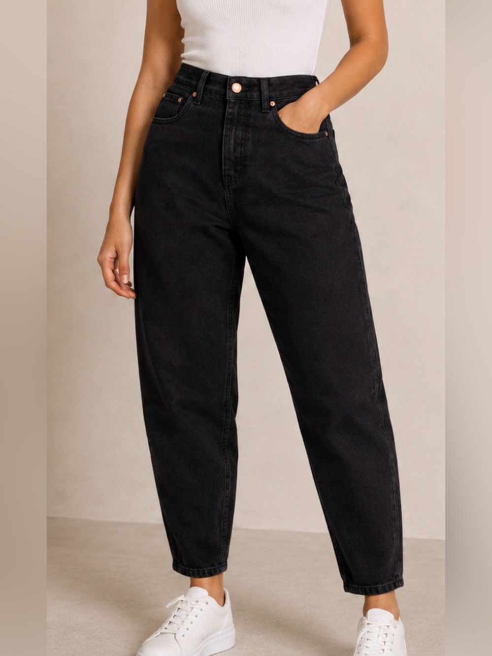 ASOS Classic Rigid Black Mom Jeans Women’s 30x32 High Rise Tapered Denim